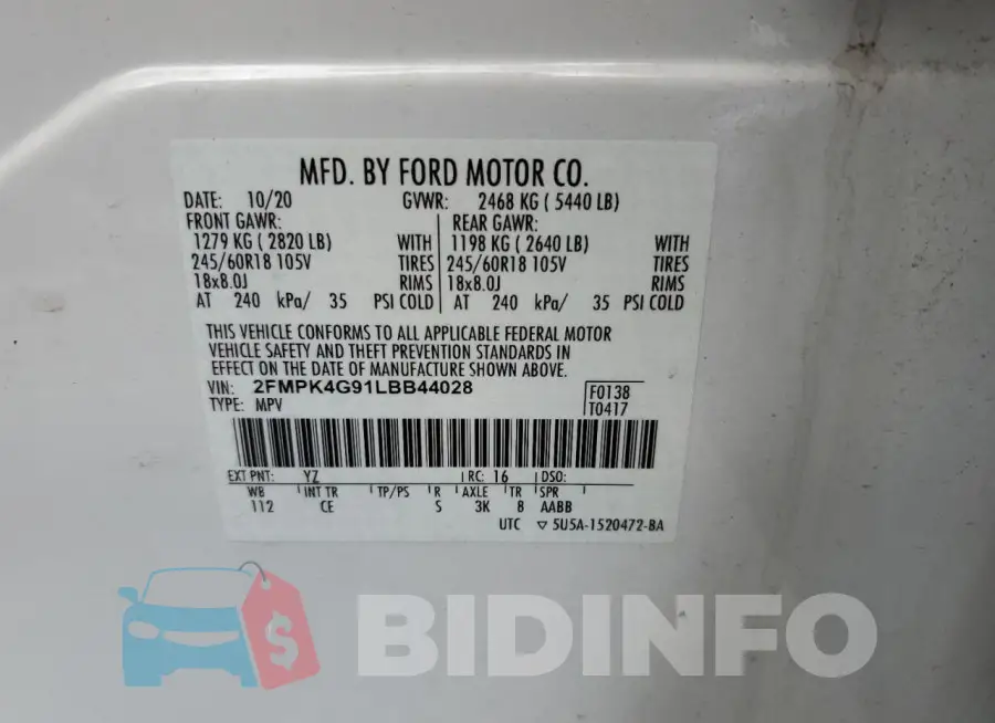 2FMPK4G91LBB44028 Photo# 13