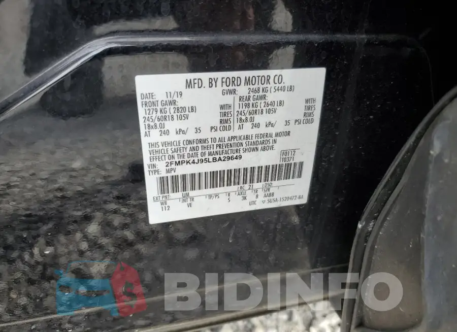 2FMPK4J95LBA29649 Photo# 12