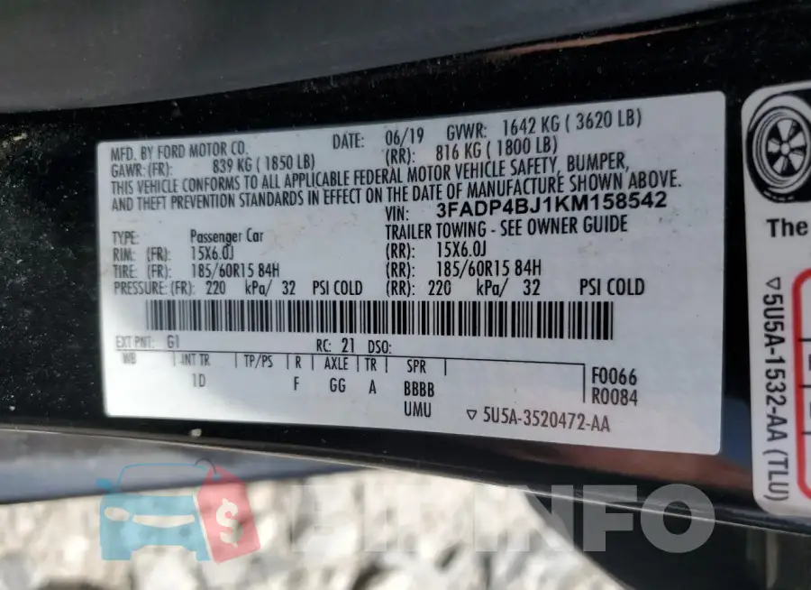 3FADP4BJ1KM158542 Photo# 12