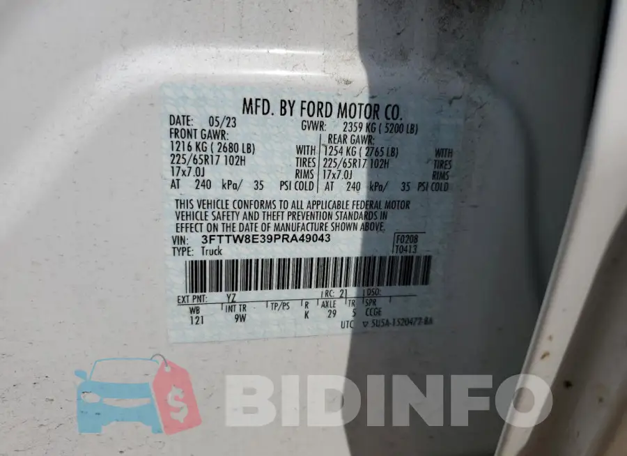 3FTTW8E39PRA49043 Photo# 13
