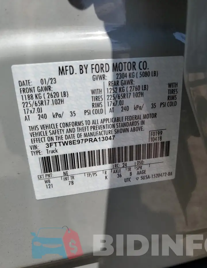 3FTTW8E97PRA13047 Photo# 12