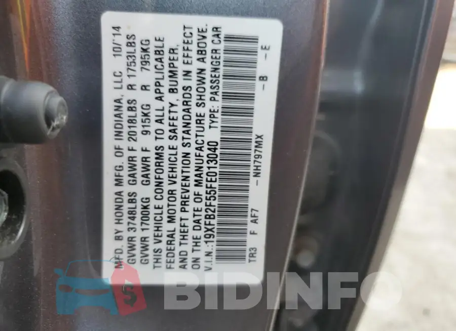 19XFB2F55FE013040 Photo# 12