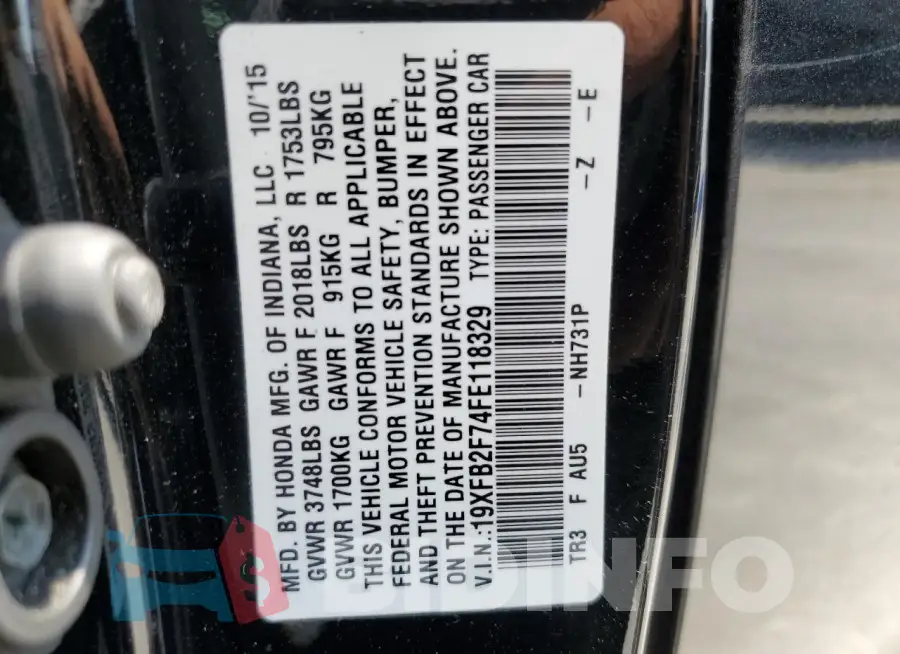 19XFB2F74FE118329 Photo# 12