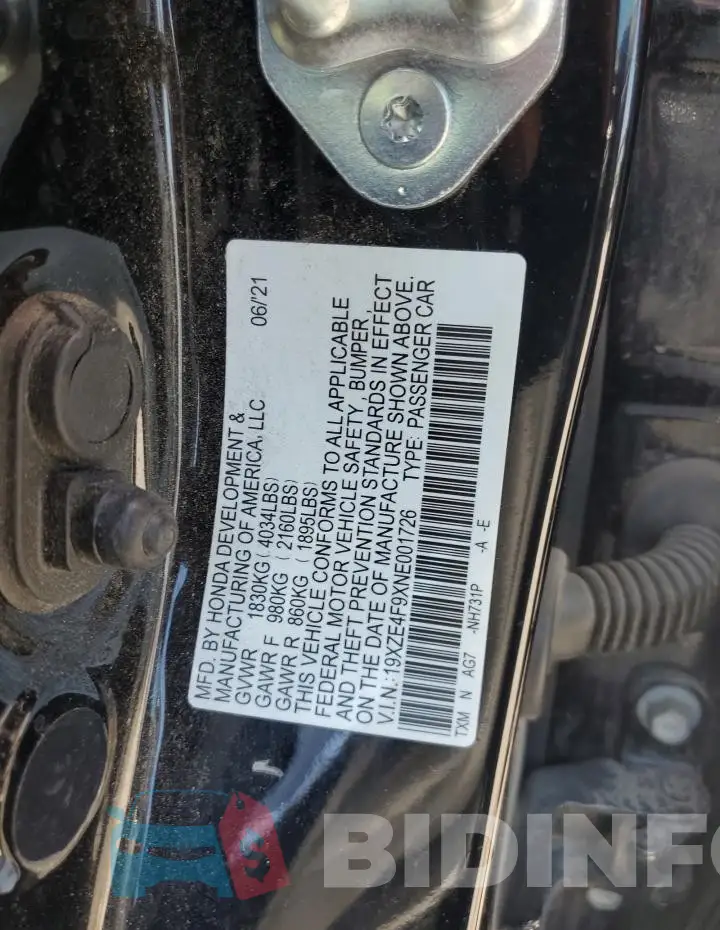 19XZE4F9XNE001726 Photo# 12