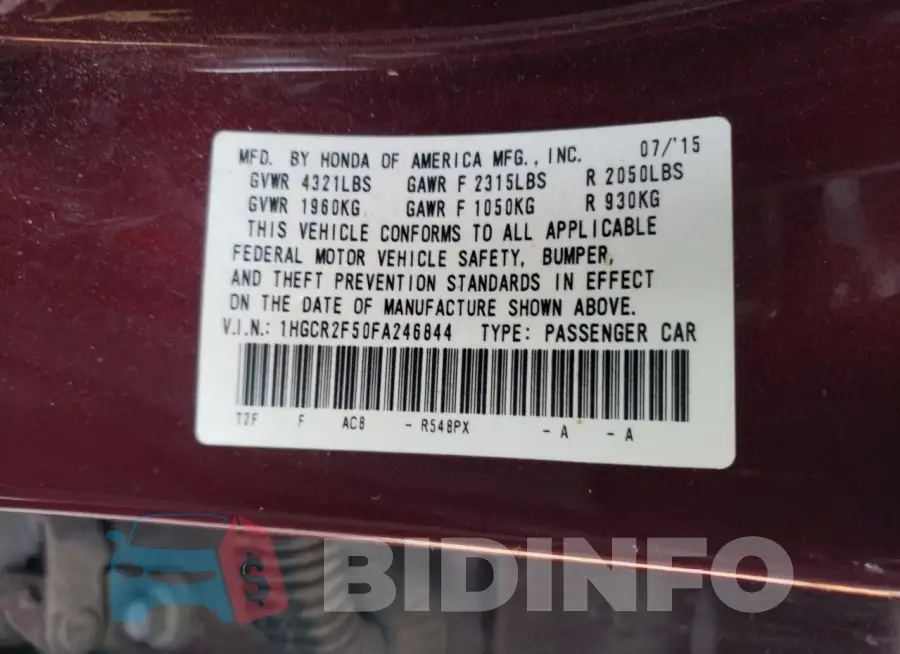 1HGCR2F50FA246844 Photo# 12