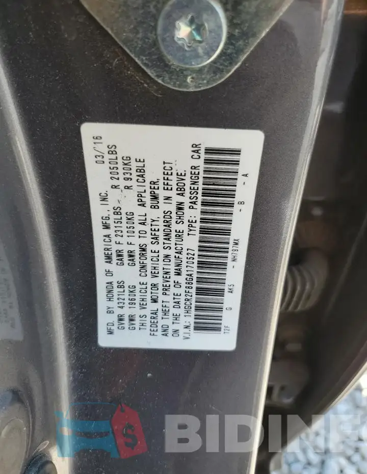 1HGCR2F88GA170527 Photo# 13