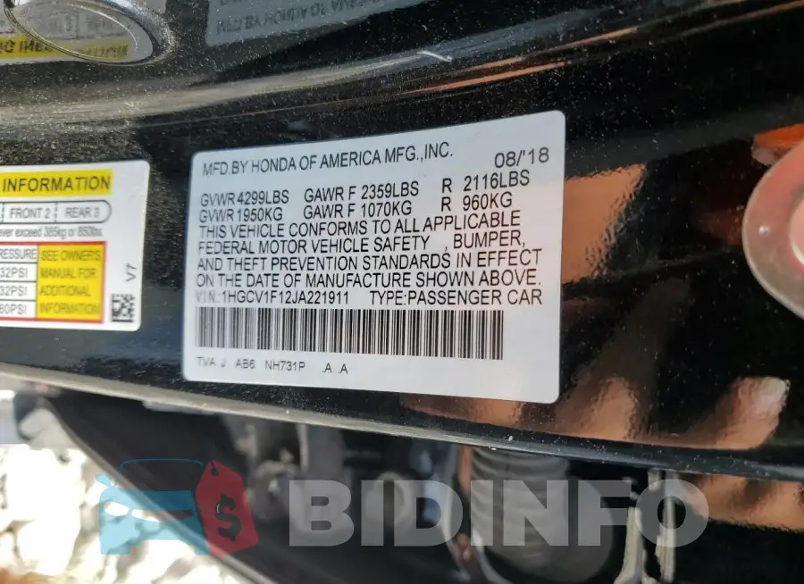 1HGCV1F12JA221911 Photo# 12