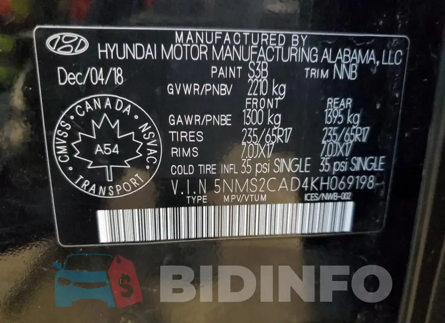 5NMS2CAD4KH069198 Photo# 13