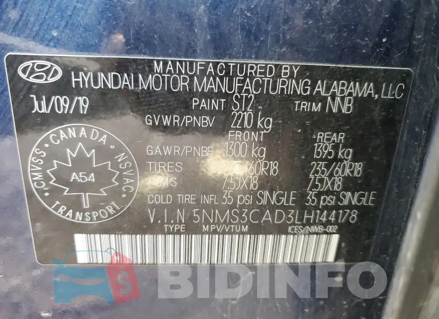 5NMS3CAD3LH144178 Photo# 14