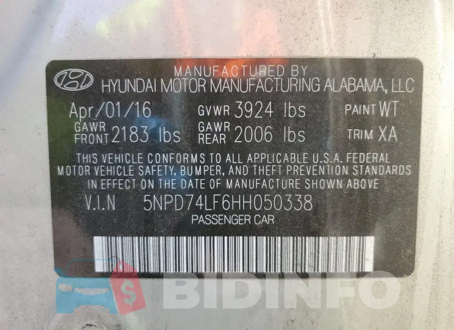 5NPD74LF6HH050338 Photo# 12