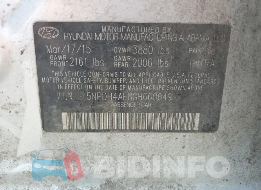 5NPDH4AE8GH660649 Photo# 13