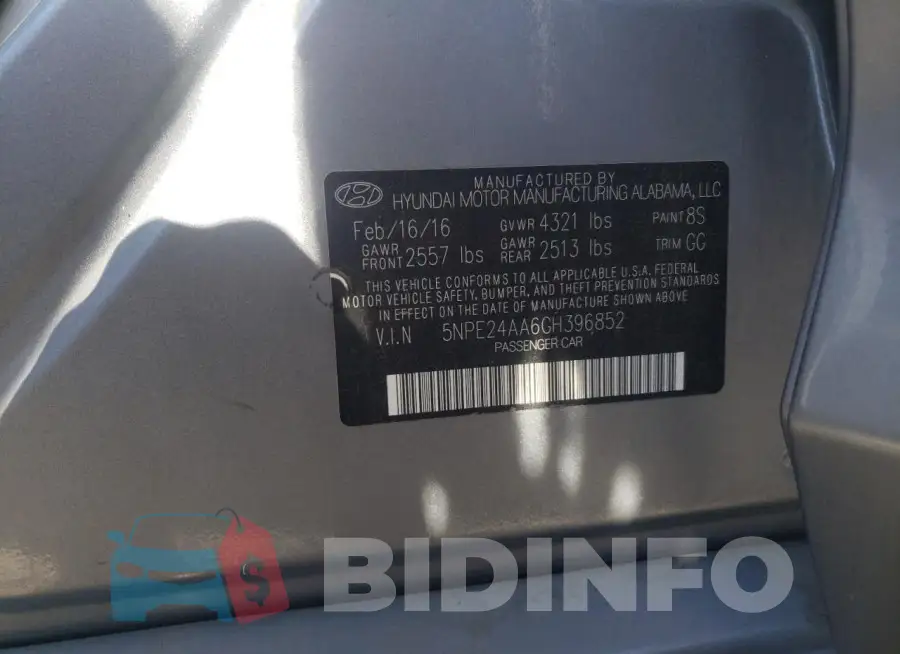 5NPE24AA6GH396852 Photo# 13