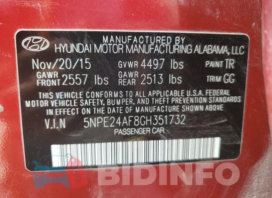 5NPE24AF8GH351732 Photo# 12
