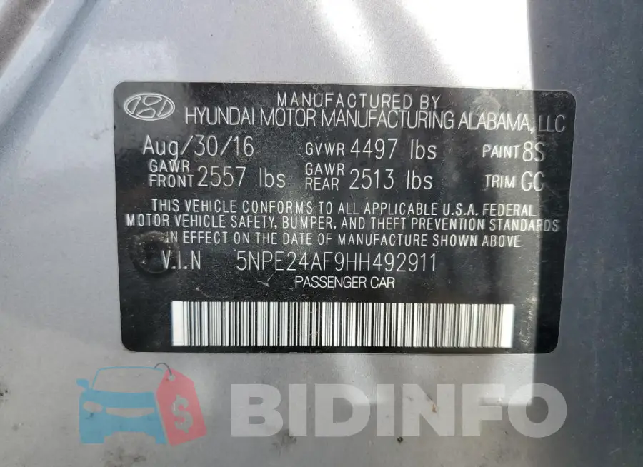 5NPE24AF9HH492911 Photo# 12