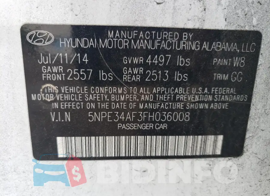 5NPE34AF3FH036008 Photo# 12