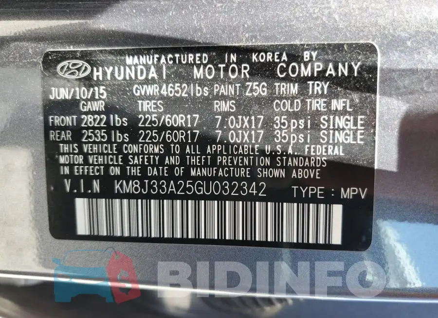 KM8J33A25GU032342 Photo# 12
