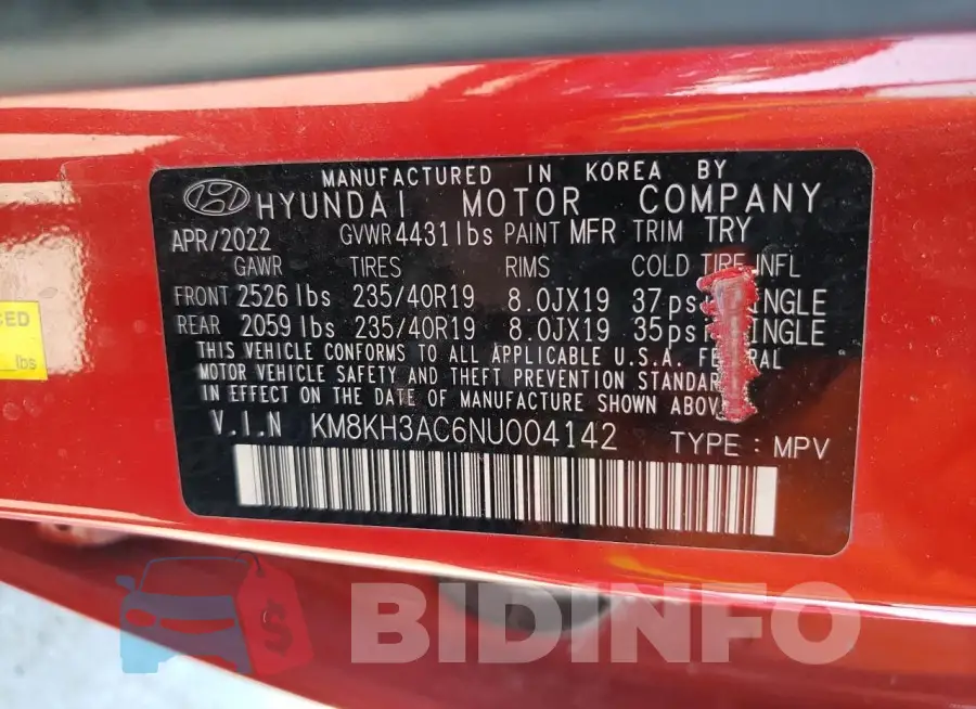 KM8KH3AC6NU004142 Photo# 12