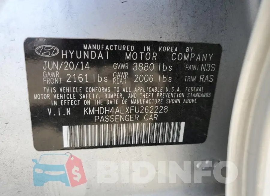 KMHDH4AEXFU262228 Photo# 12