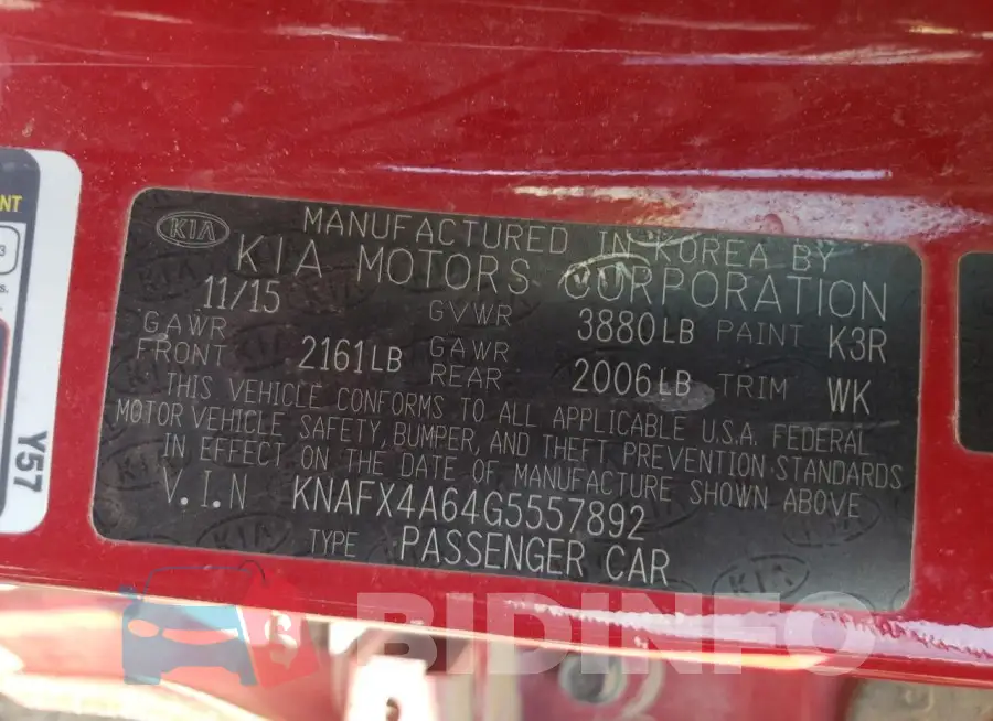 KNAFX4A64G5557892 Photo# 13