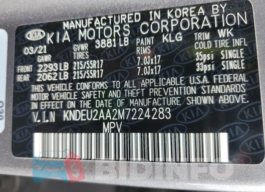 KNDEU2AA2M7224283 Photo# 12