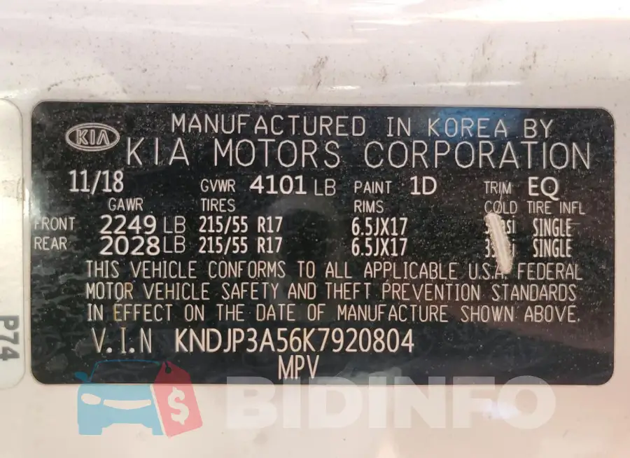 KNDJP3A56K7920804 Photo# 12