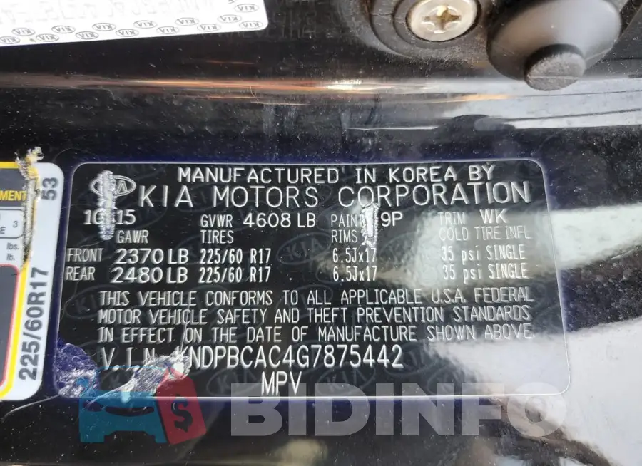 KNDPBCAC4G7875442 Photo# 12