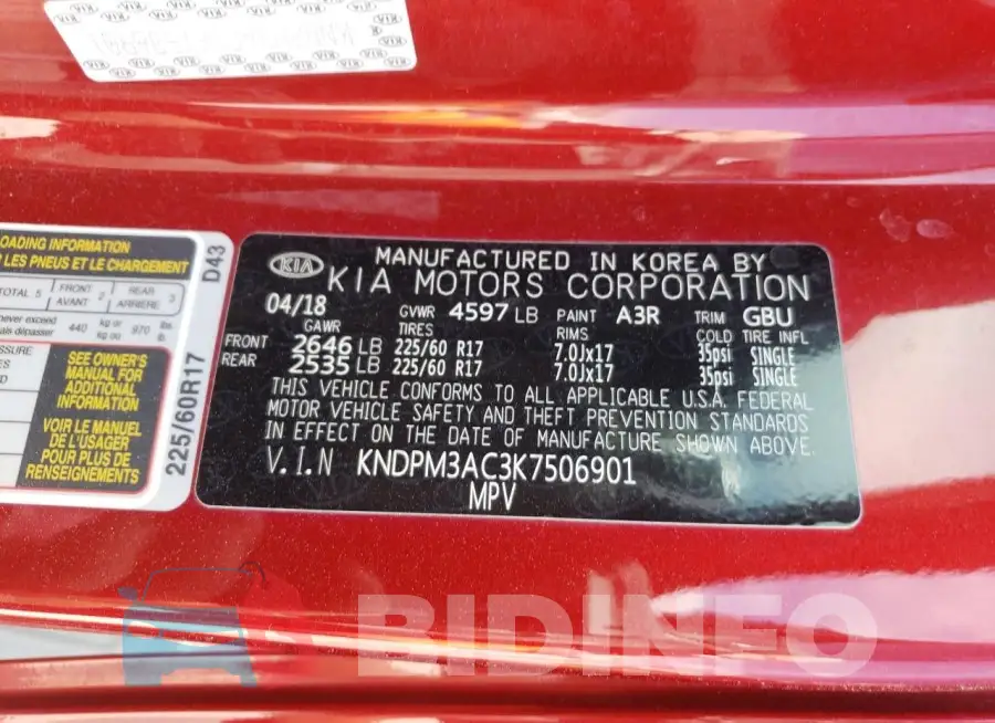 KNDPM3AC3K7506901 Photo# 13