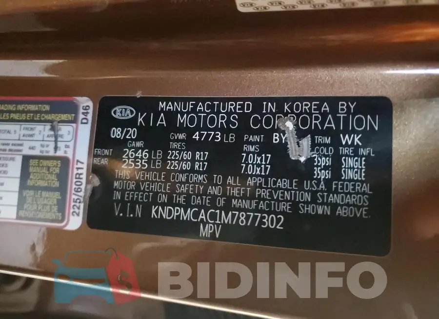 KNDPMCAC1M7877302 Photo# 13