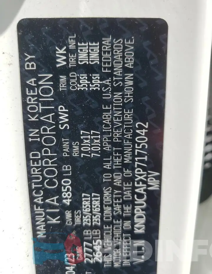 KNDPUCAFXP7175042 Photo# 13