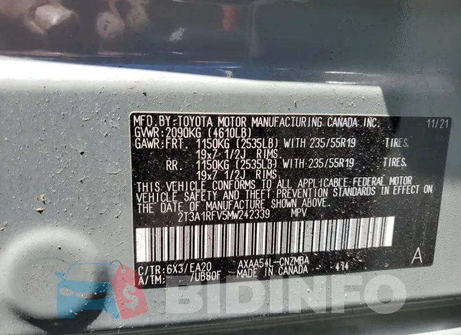 2T3A1RFV5MW242339 Photo# 13