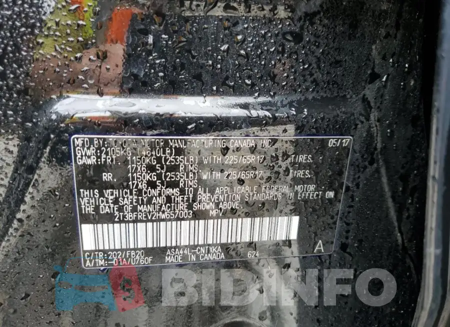 2T3BFREV2HW657003 Photo# 13