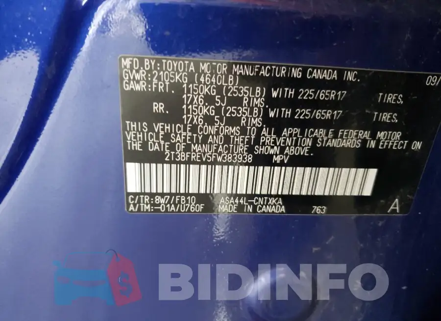 2T3BFREV5FW383938 Photo# 14