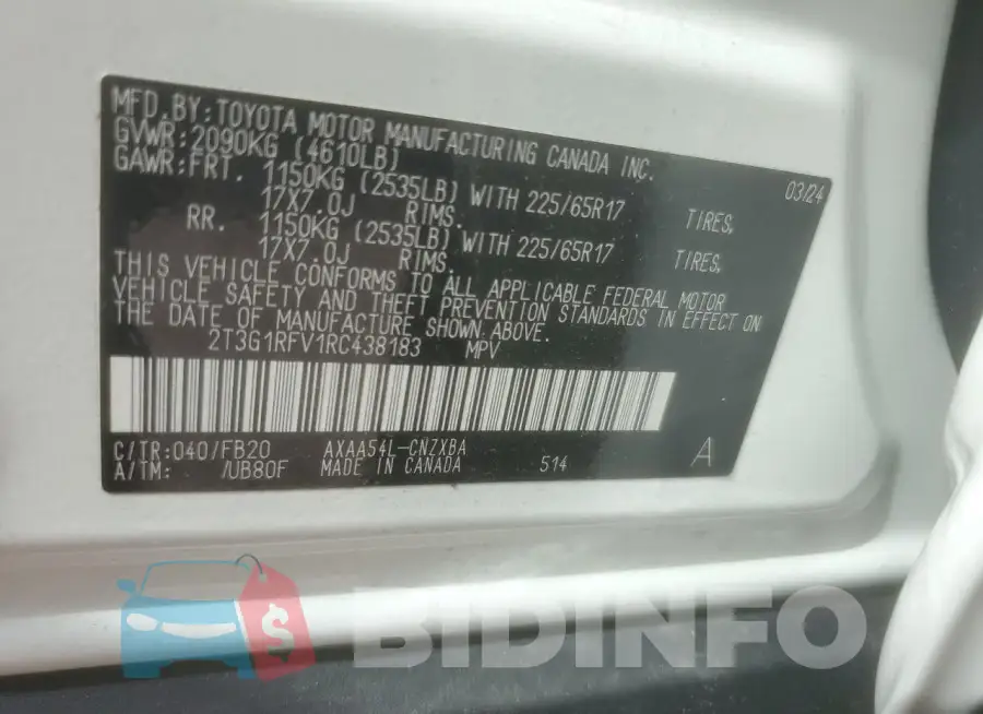 2T3G1RFV1RC438183 Photo# 14