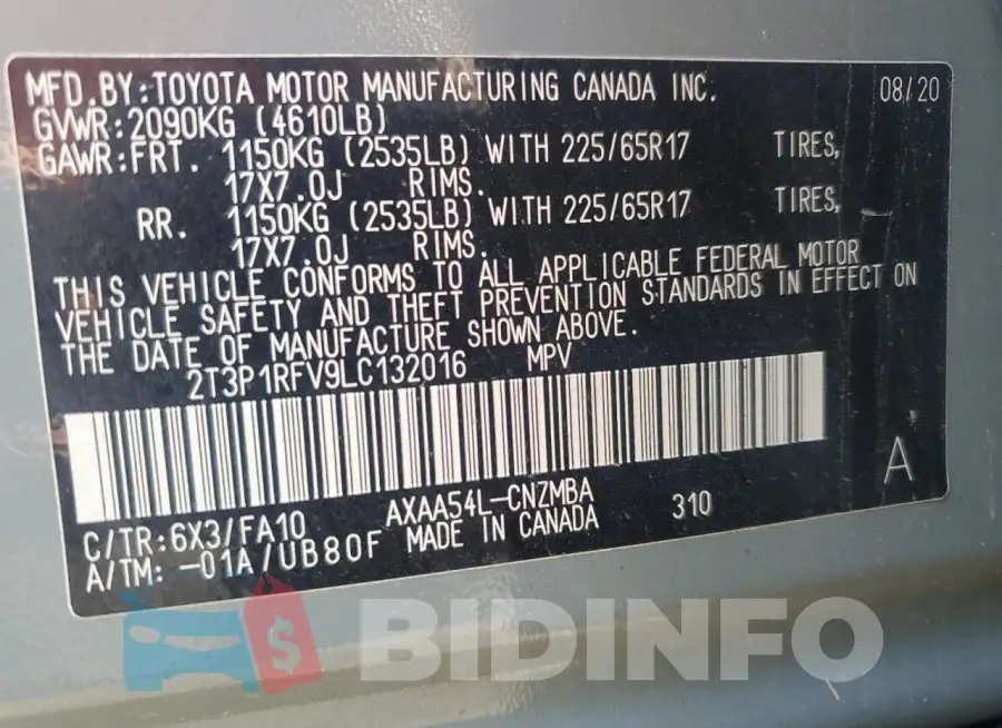 2T3P1RFV9LC132016 Photo# 13