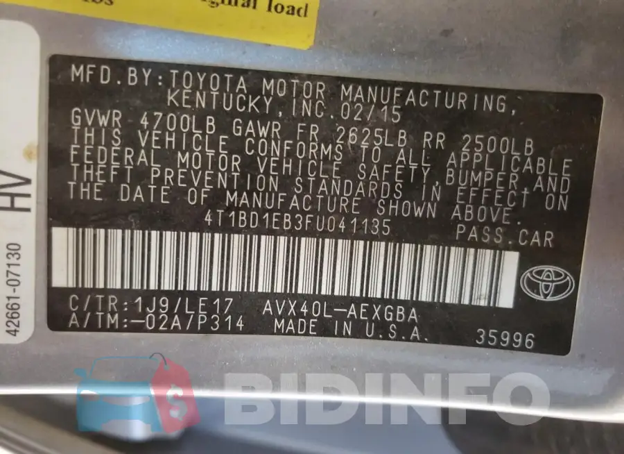4T1BD1EB3FU041135 Photo# 12