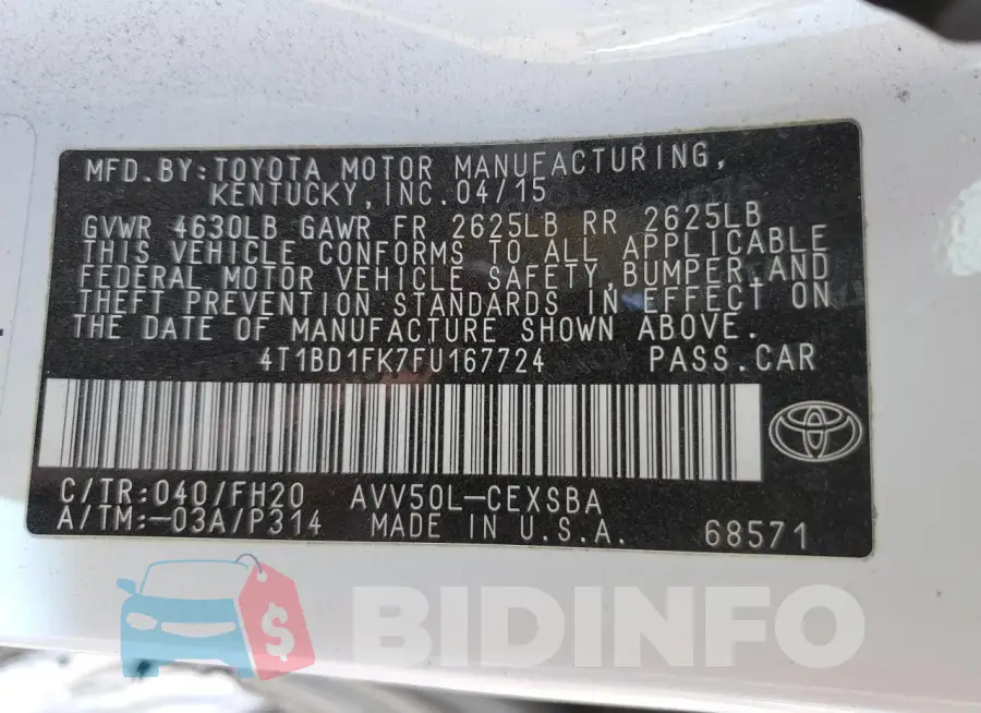 4T1BD1FK7FU167724 Photo# 12