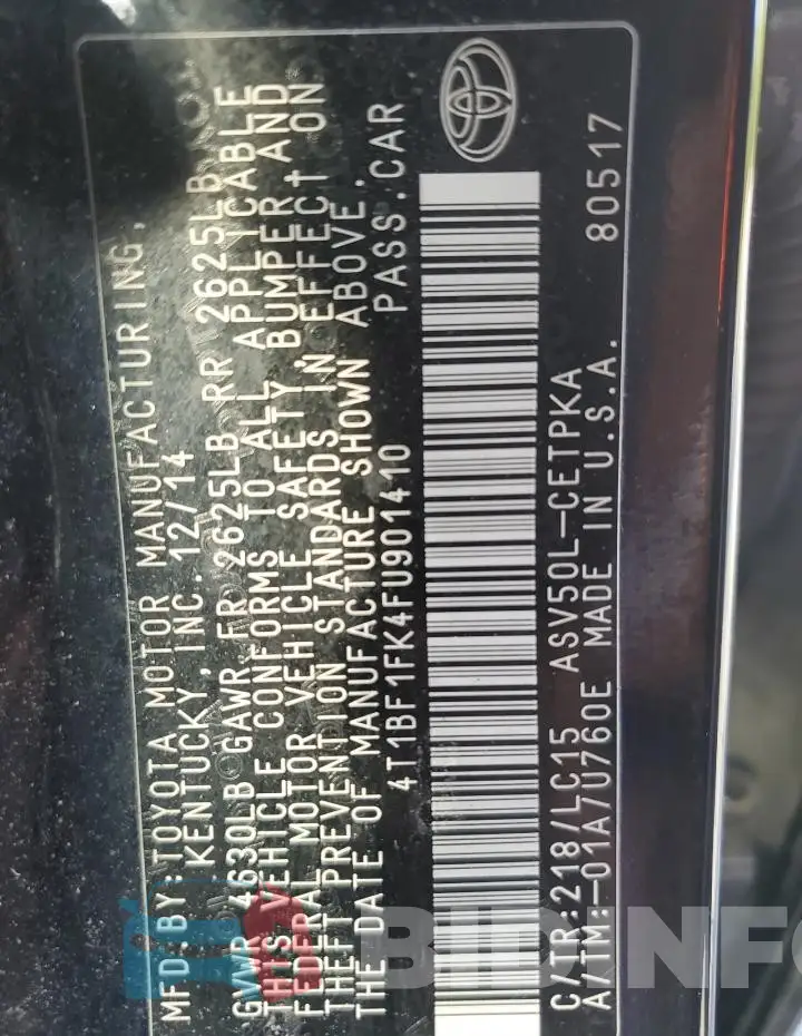 4T1BF1FK4FU901410 Photo# 13