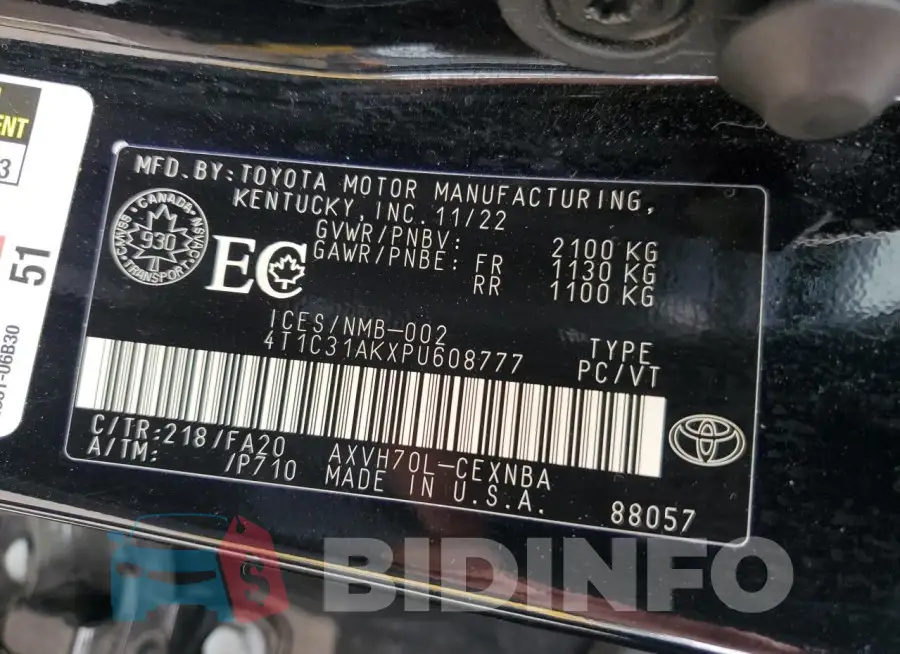4T1C31AKXPU608777 Photo# 12