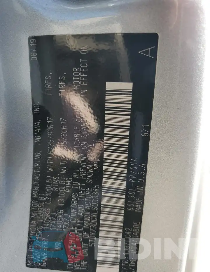 5TDYZ3DCXLS033345 Photo# 14