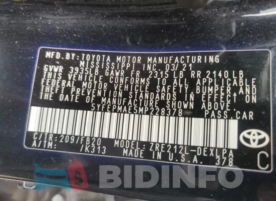 5YFEPMAE5MP228378 Photo# 12