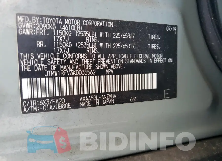 JTMW1RFV3KD035562 Photo# 13