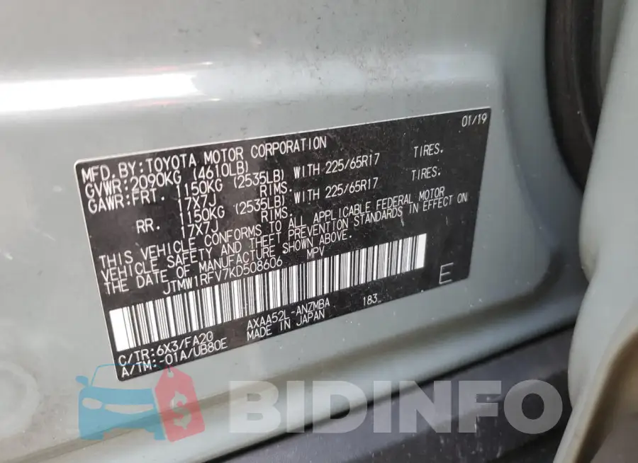 JTMW1RFV7KD508606 Photo# 14