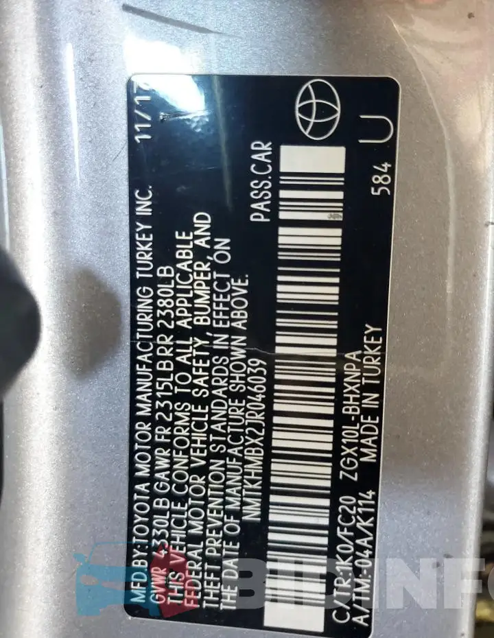 NMTKHMBX2JR046039 Photo# 13