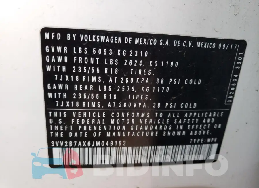 3VV2B7AX6JM049193 Photo# 13