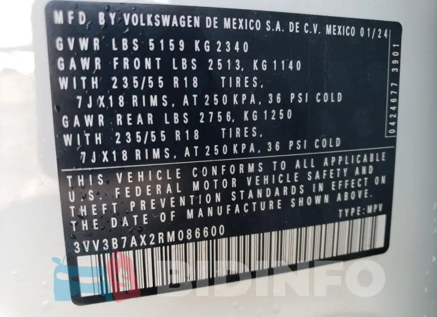 3VV3B7AX2RM086600 Photo# 13