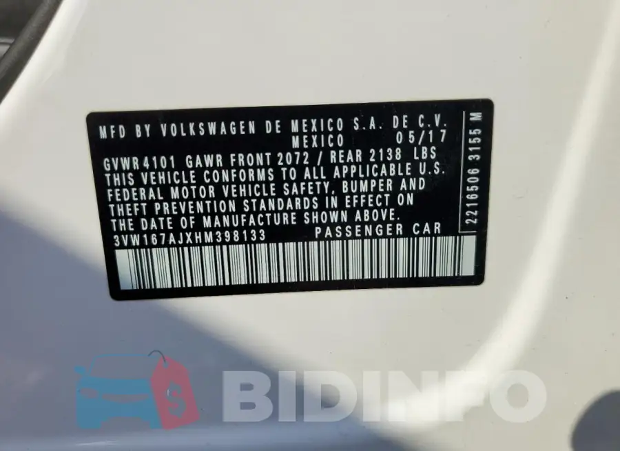 3VW167AJXHM398133 Photo# 12