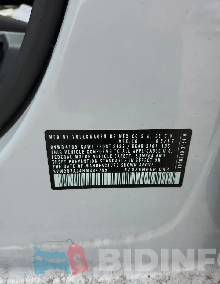 3VW2B7AJ4HM384759 Photo# 12