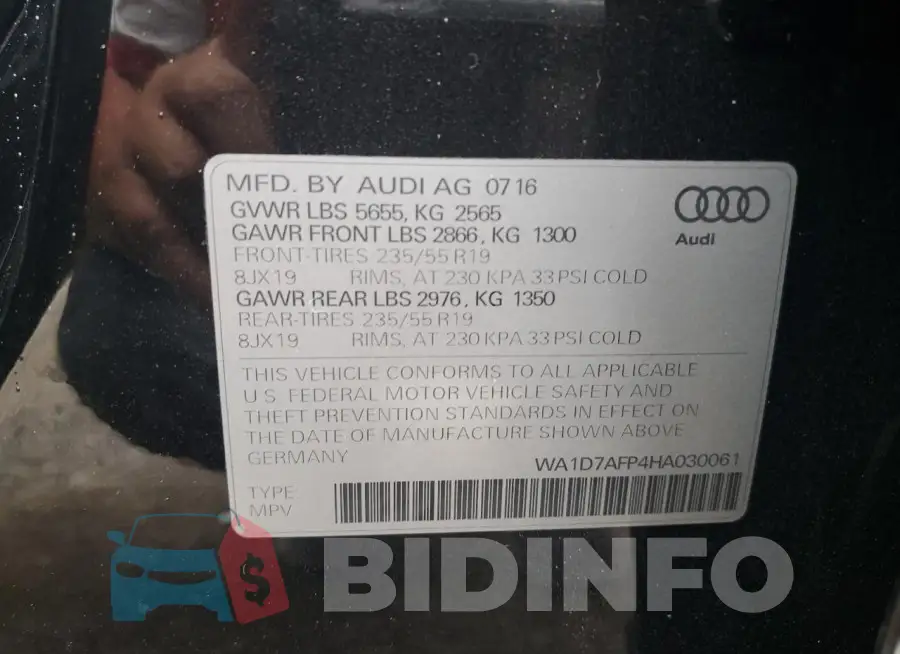 WA1D7AFP4HA030061 Photo# 13