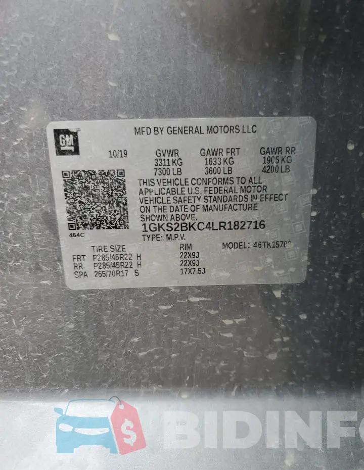 1GKS2BKC4LR182716 Photo# 14