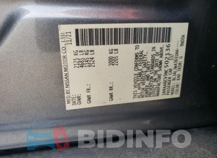 1N4AA6CV3NC502136 Photo# 12